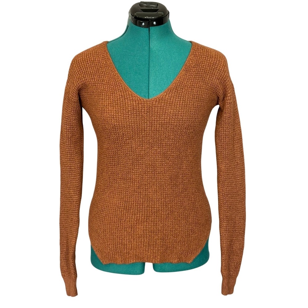 Wilfred Free Wolter Rust Orange V-Neck Sweater XXS‎ merino wool waffle Knt